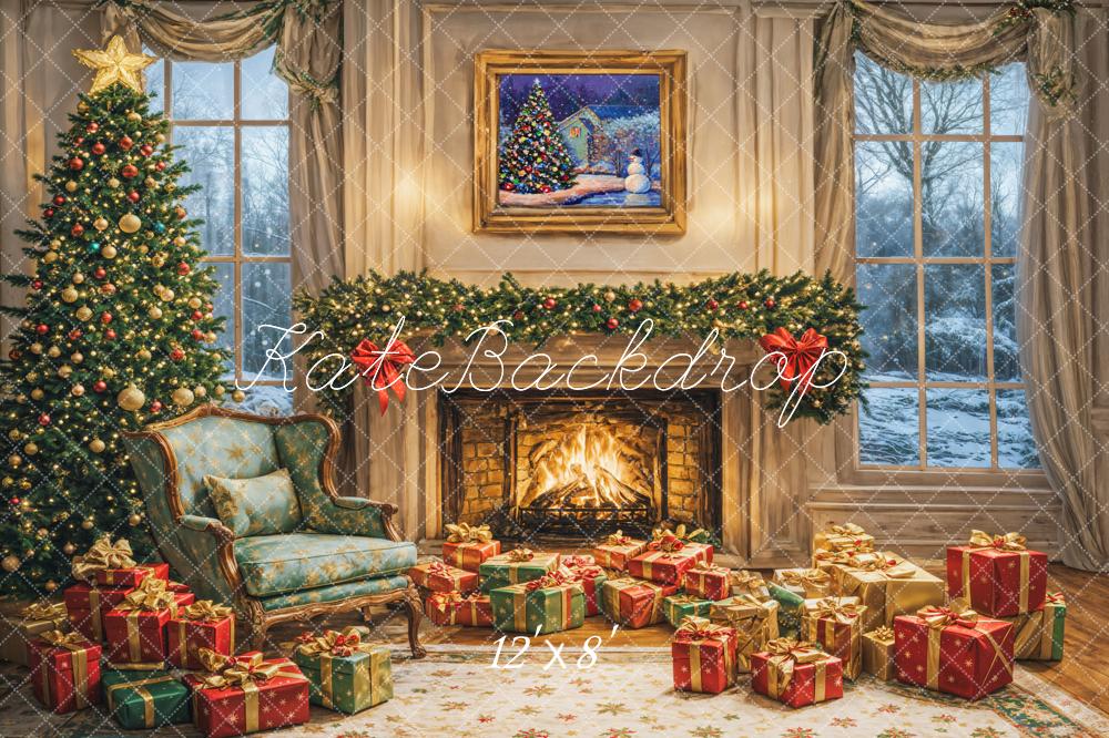 Kate Christmas Tree Fireplace Gift Chair Backdrop Designed by Emetselch