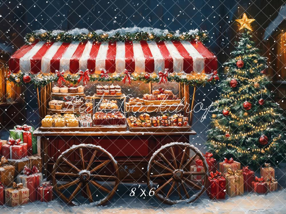 Kerst Snoepwagen Boom Met Cadeaus Foto Achtergrond Designed by Emetselch