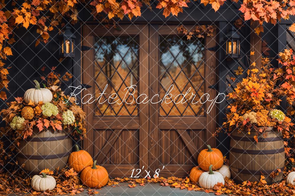 Kate Fall Pumpkins Wooden Door Backdrop Designed by Emetselch