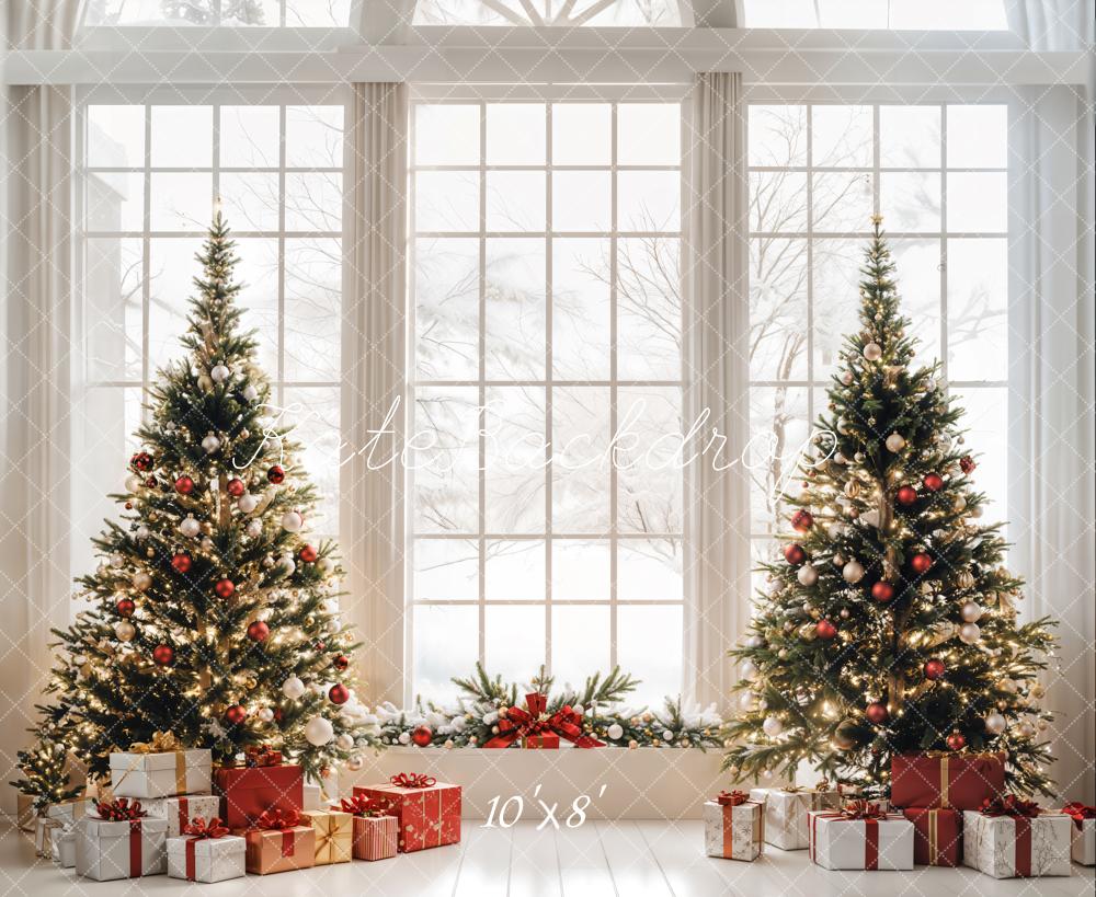 Kerstbomen Cadeaus Boogvormige Foto Achtergrond Ontworpen door Emetselch