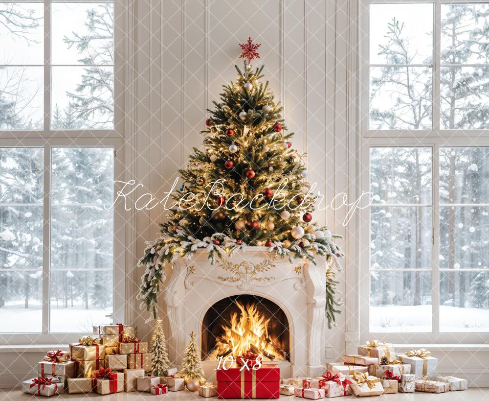 Kate Christmas Tree Fireplace Gifts Window Backdrop Designed by Emetselch