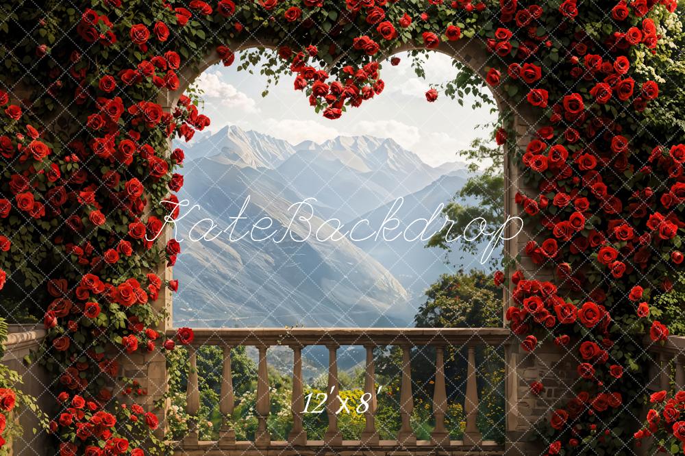 Kate Flower Arch Balcony Mountain Backdrop Designed by Emetselch