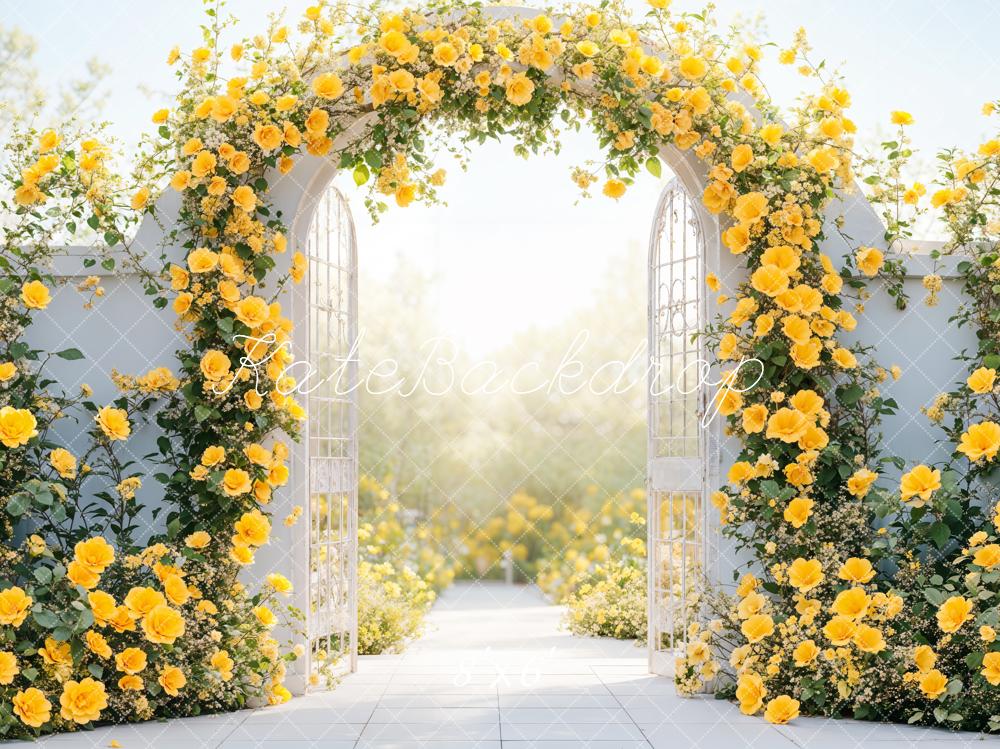 Geel Bloemenboog Foto Achtergrond Ontworpen door Emetselch