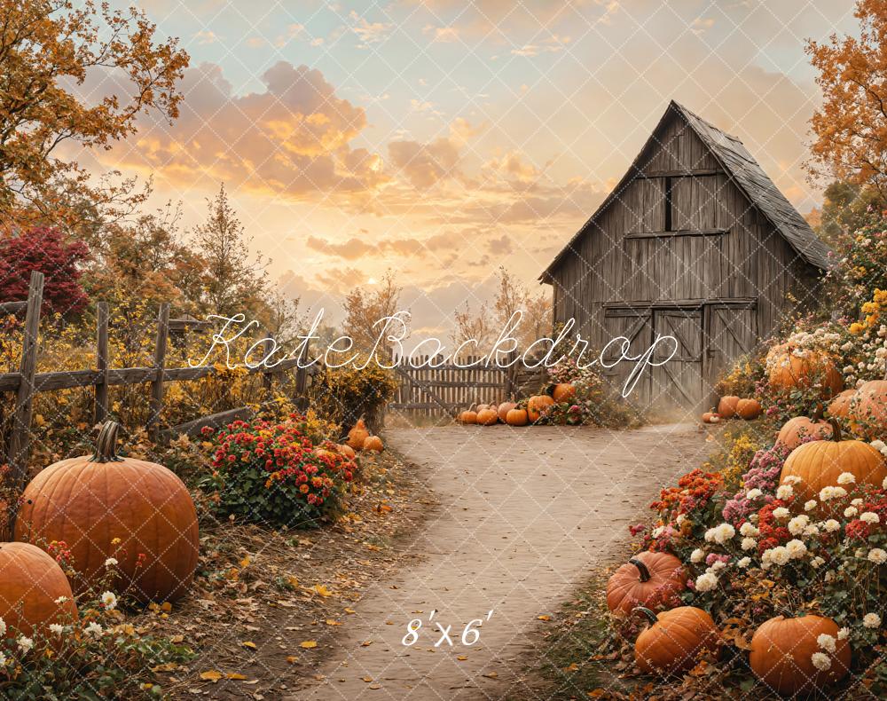 Fall Barn Pumpkin Path Foto Achtergrond Designed by Emetselch