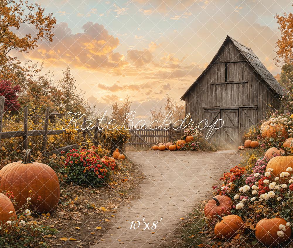 Fall Barn Pumpkin Path Foto Achtergrond Designed by Emetselch