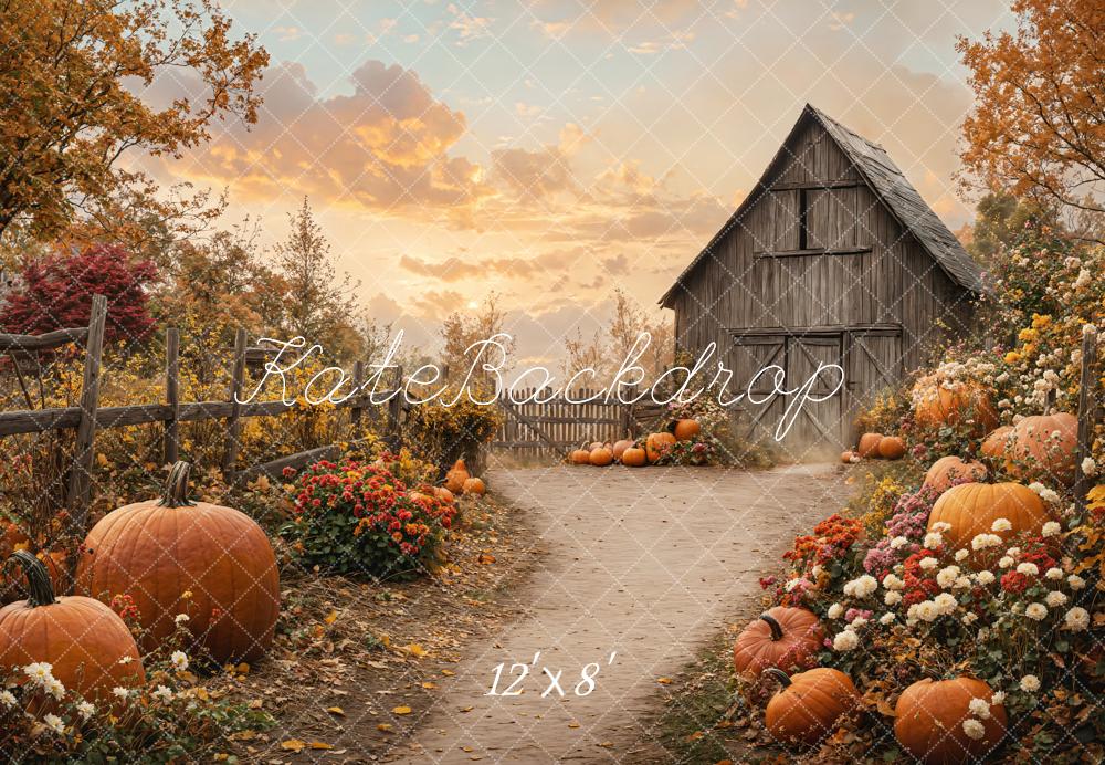 Fall Barn Pumpkin Path Foto Achtergrond Designed by Emetselch