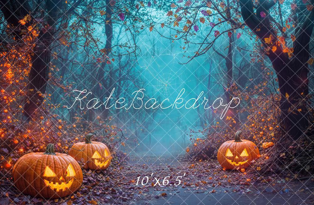 Halloween Pompoen Lantaarns Bos Pad Foto Achtergrond Designed by Emetselch