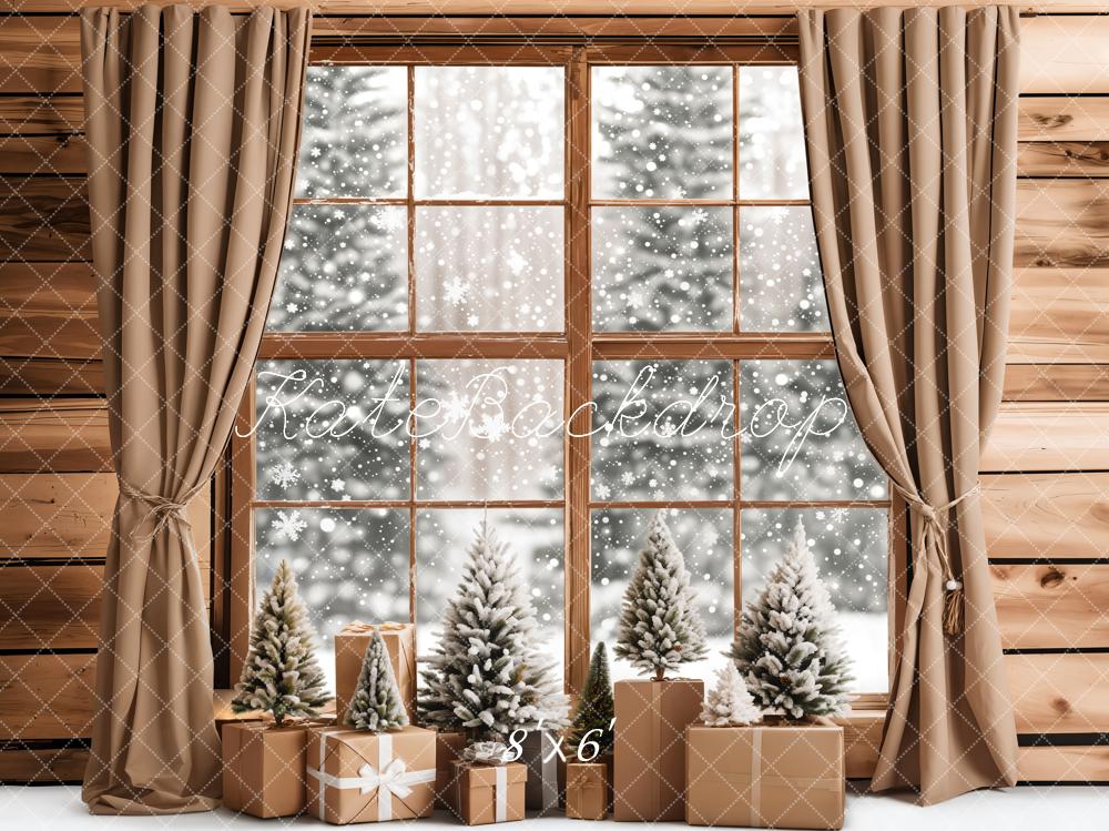 Regalos de Navidad Fondo de Ventana Nevada Diseñado por Emetselch