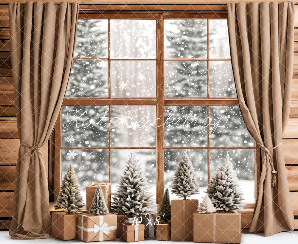 Regalos de Navidad Fondo de Ventana Nevada Diseñado por Emetselch