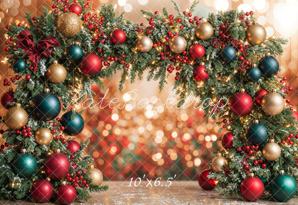 Kate Colorful Christmas Ornament Arch Bokeh Backdrop Designed by Emetselch