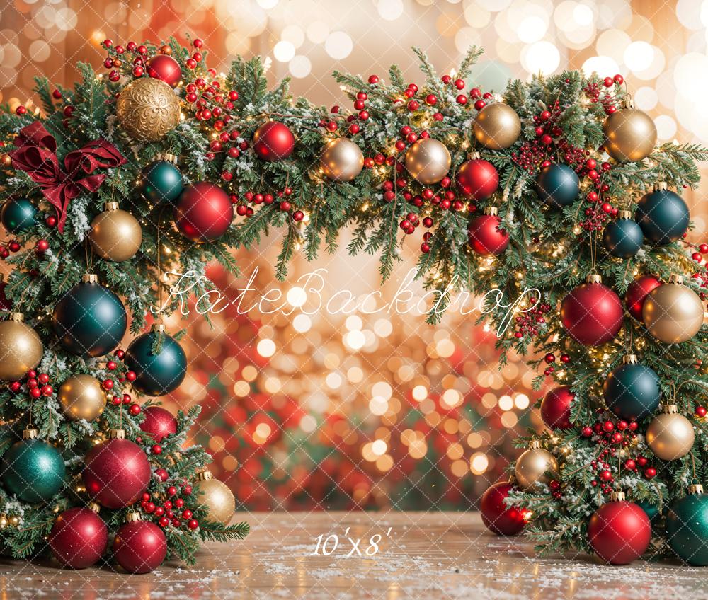 Kate Colorful Christmas Ornament Arch Bokeh Backdrop Designed by Emetselch