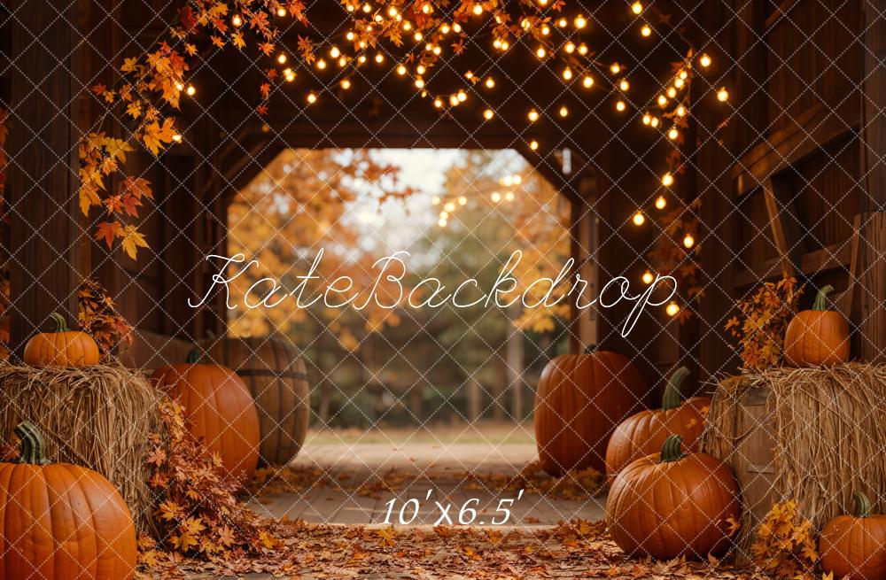 Fall Leaves Pumpkin Barn Lights Foto Achtergrond Designed by Emetselch