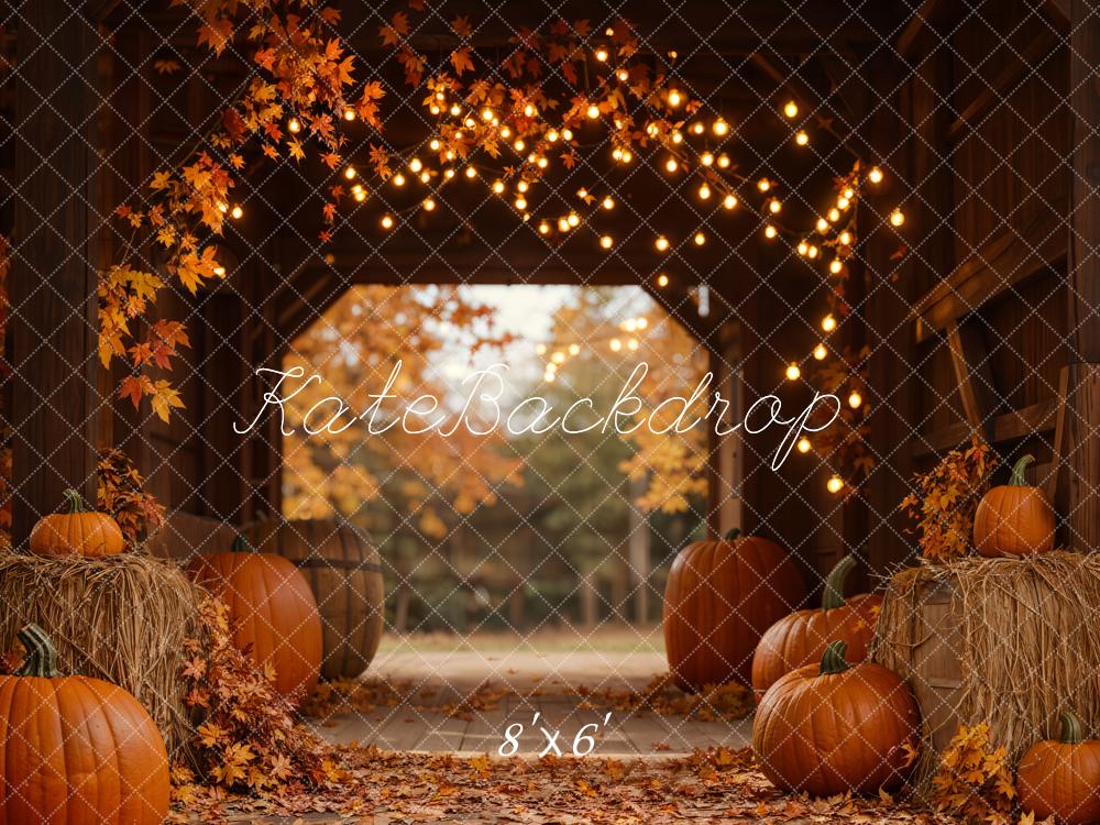 Fall Leaves Pumpkin Barn Lights Foto Achtergrond Designed by Emetselch