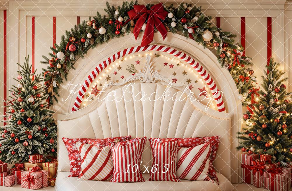 Kate Christmas Candy Cane Arch Headboard Upholstered Backdrop Designed by Emetselch