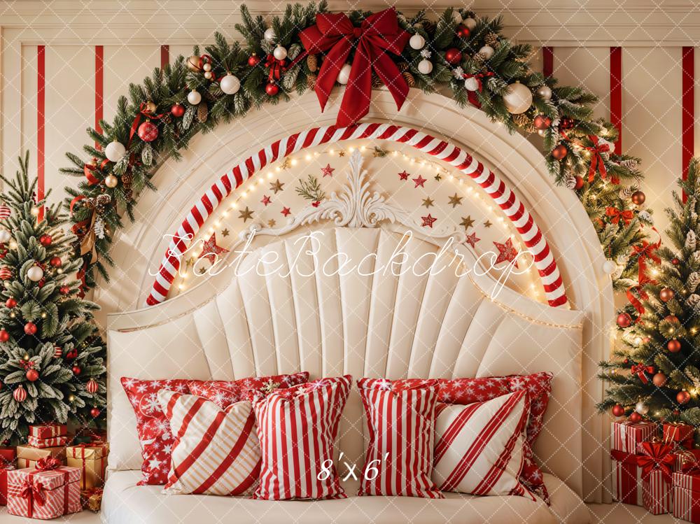 Kate Christmas Candy Cane Arch Headboard Upholstered Backdrop Designed by Emetselch