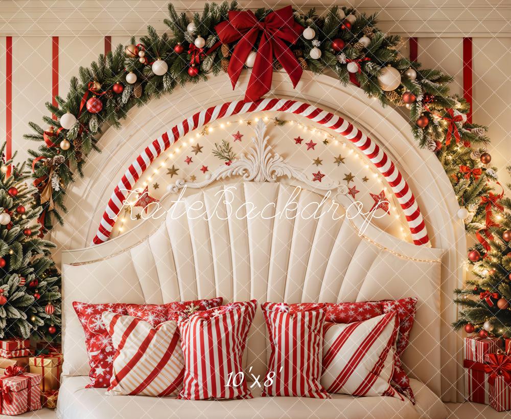 Kate Christmas Candy Cane Arch Headboard Upholstered Backdrop Designed by Emetselch