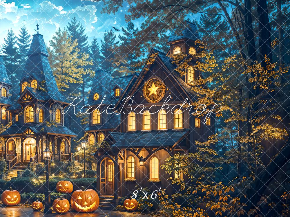 Kate Halloween Pumpkin Forest House Backdrop Designed by Emetselch