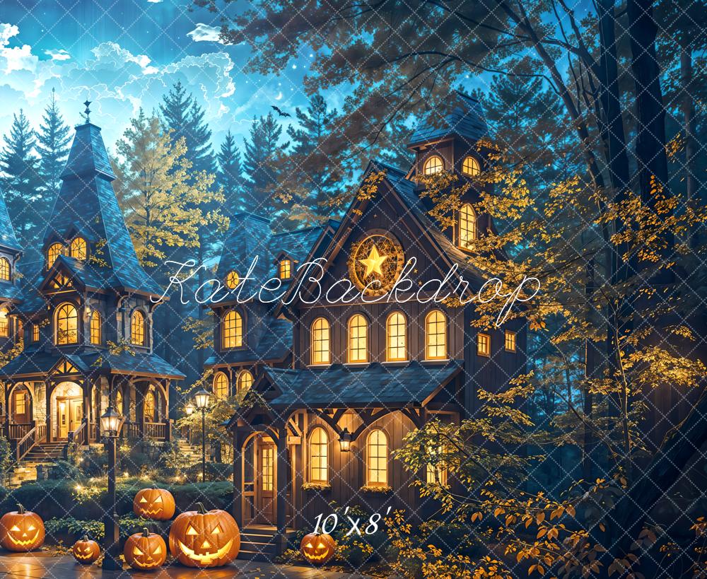 Kate Halloween Pumpkin Forest House Backdrop Designed by Emetselch