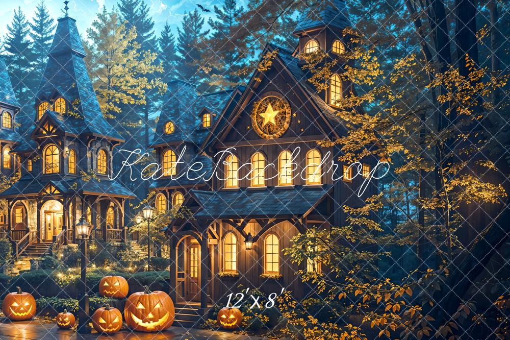 Kate Halloween Pumpkin Forest House Backdrop Designed by Emetselch