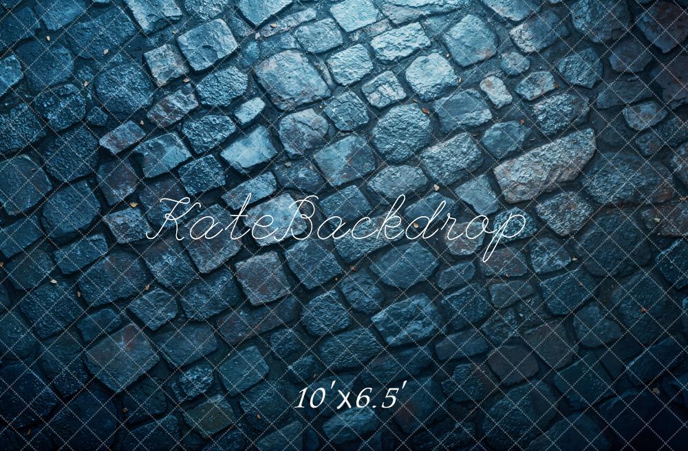 Kate Blue Cobblestone Floor Backdrop Designed by Emetselch