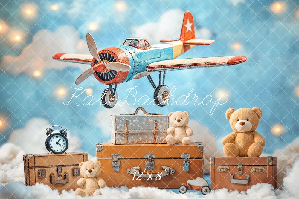 Vintage Vliegtuig Teddybeer Foto Achtergrond Designed by Emetselch