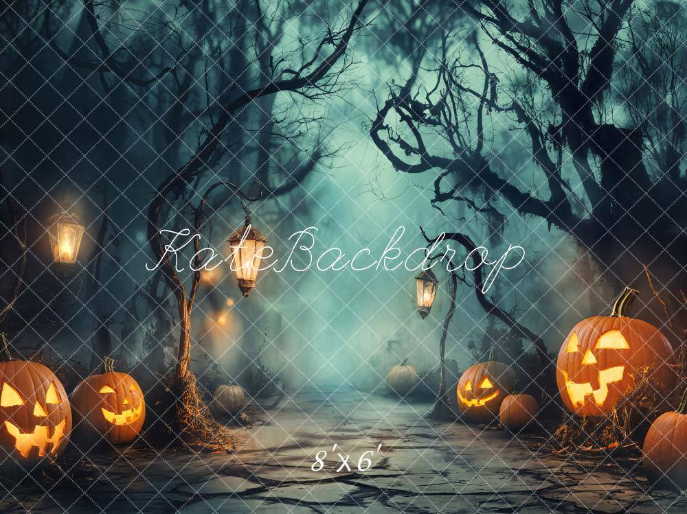 Kate Halloween Spooky Forest Pumpkins Backdrop Designed by Emetselch