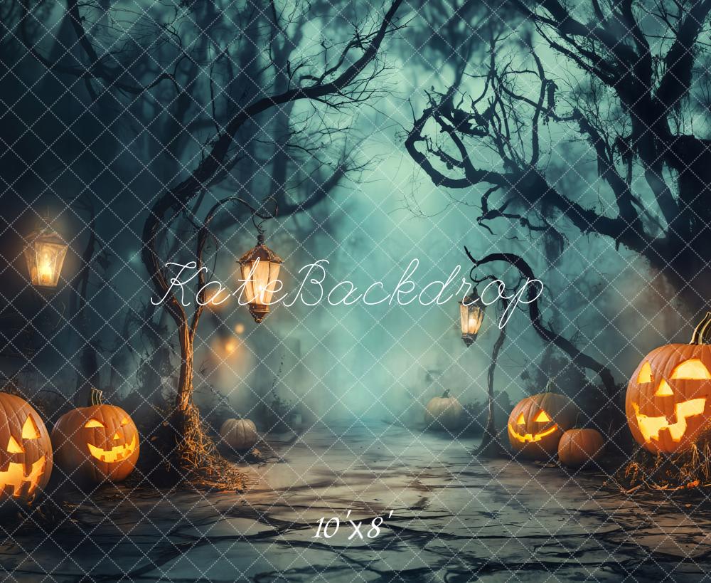 Kate Halloween Spooky Forest Pumpkins Backdrop Designed by Emetselch