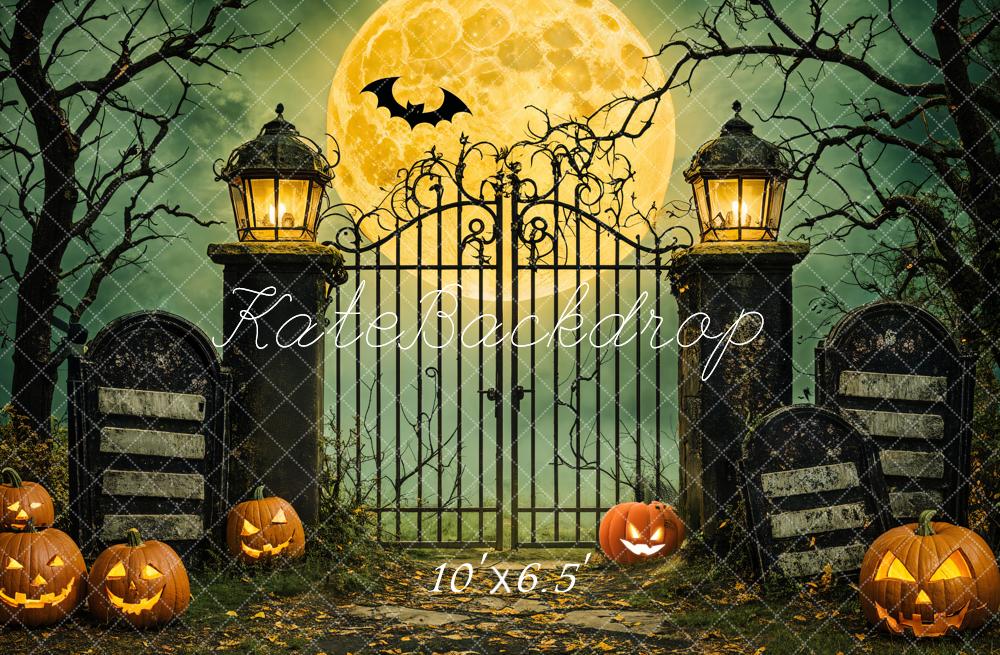 Kate Halloween Moon Gate Pumpkins Backdrop Designed by Emetselch