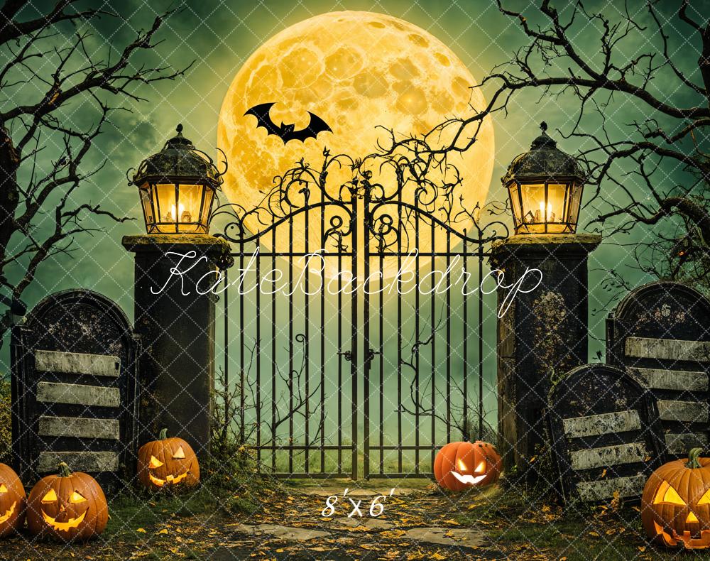 Kate Halloween Moon Gate Pumpkins Backdrop Designed by Emetselch