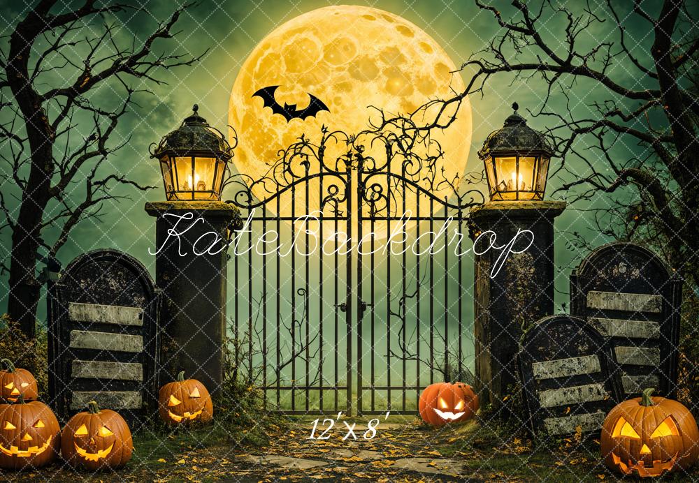 Kate Halloween Moon Gate Pumpkins Backdrop Designed by Emetselch