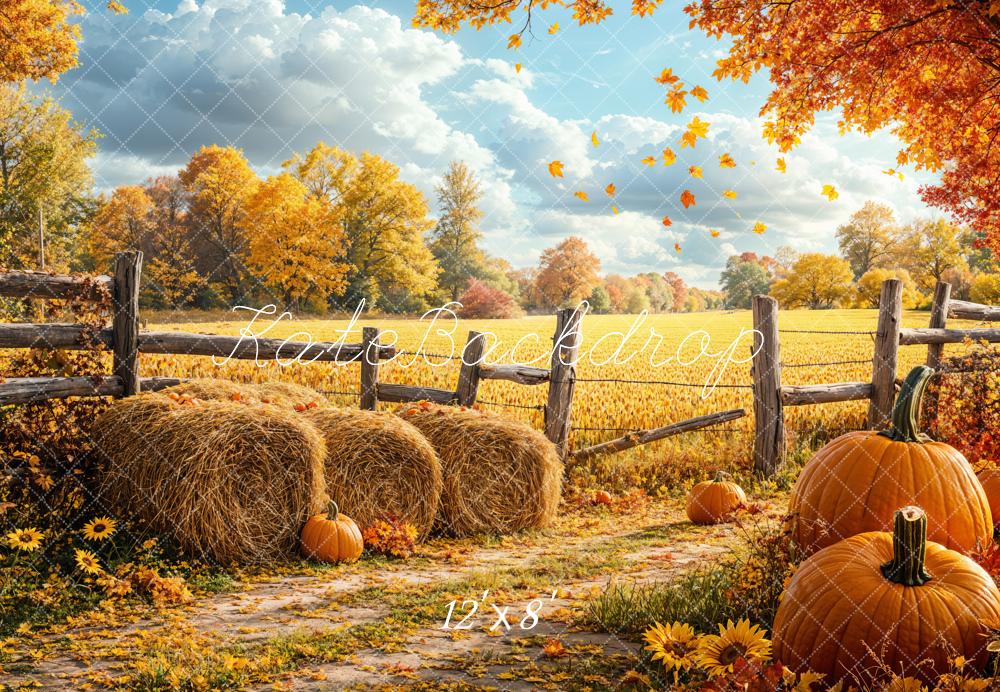 Kate Fall Harvest Pumpkin Field Backdrop Designed by Emetselch