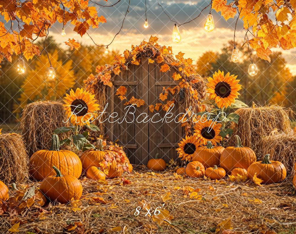 Fondo de granero de calabaza de otoño y girasol diseñado por Emetselch