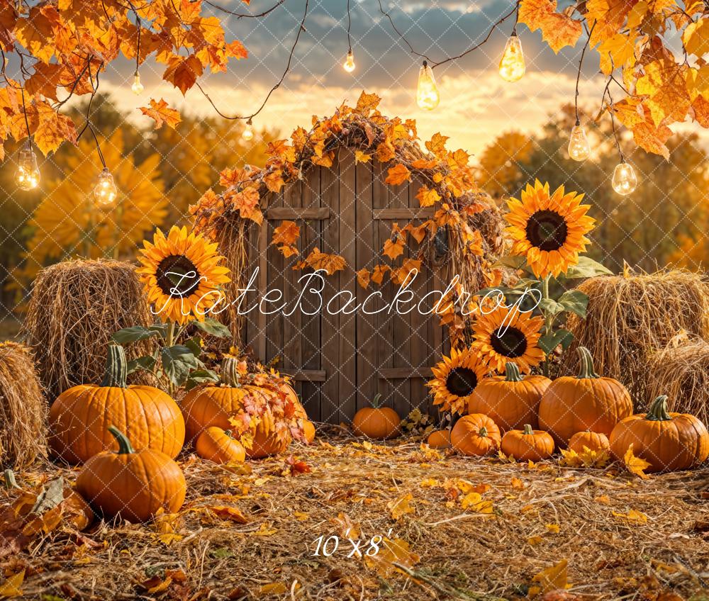 Fondo de granero de calabaza de otoño y girasol diseñado por Emetselch