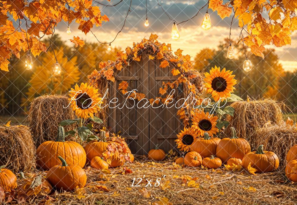 Fondo de granero de calabaza de otoño y girasol diseñado por Emetselch