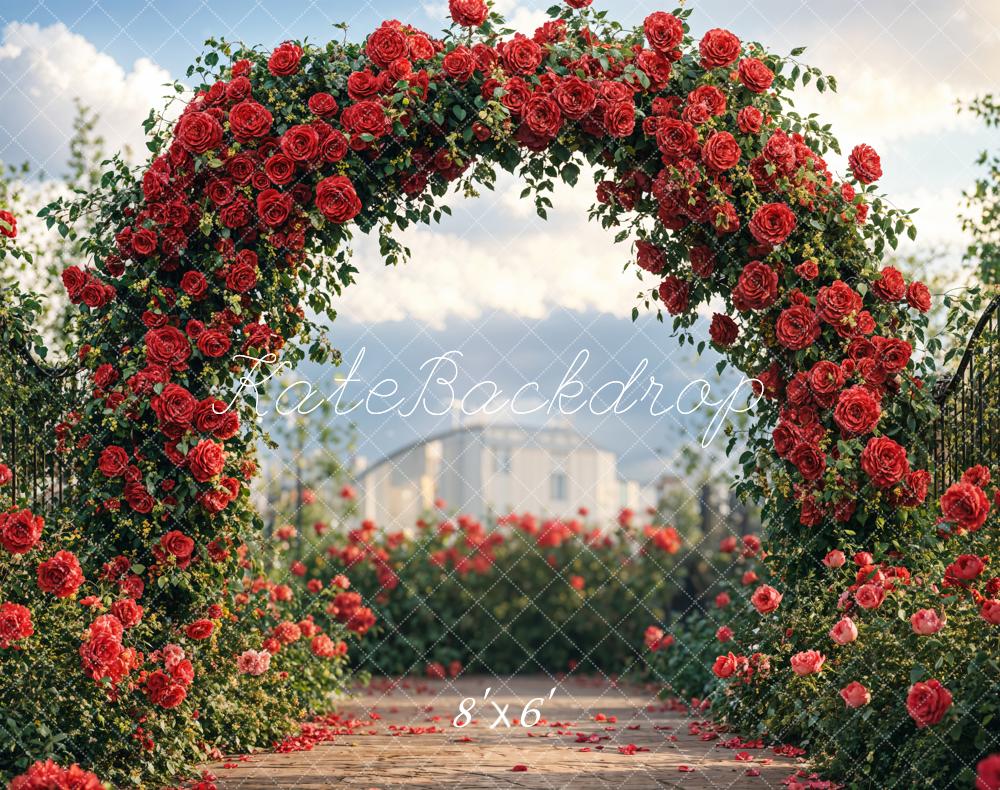 Outdoor Flower Arch Red Roses Foto Achtergrond Designed by Emetselch