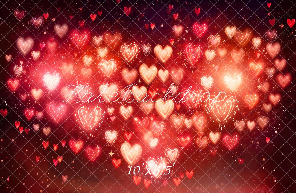 Kate Valentine's Day Heart Bokeh Red Backdrop Designed by Emetselch