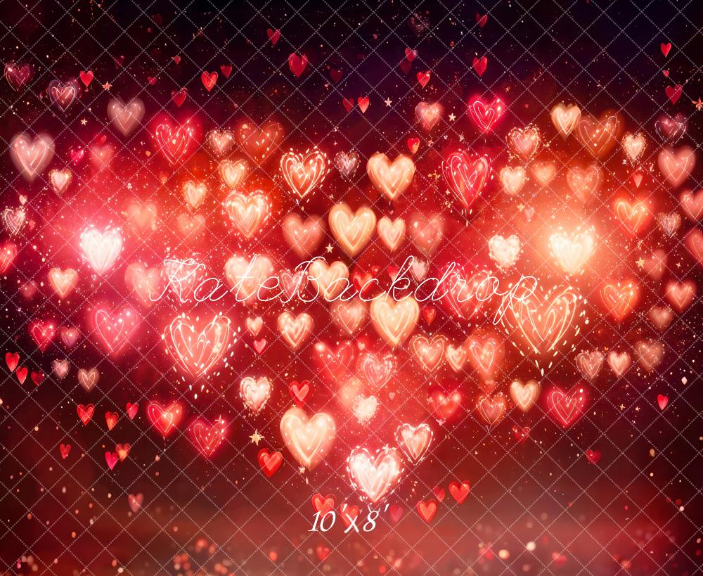 Kate Valentine's Day Heart Bokeh Red Backdrop Designed by Emetselch