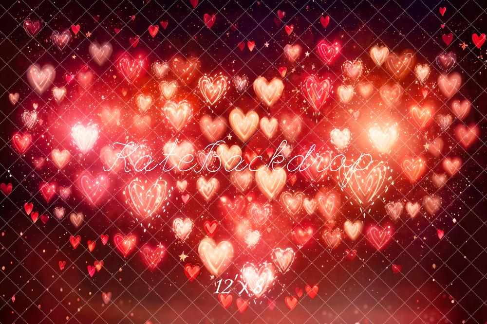 Kate Valentine's Day Heart Bokeh Red Backdrop Designed by Emetselch