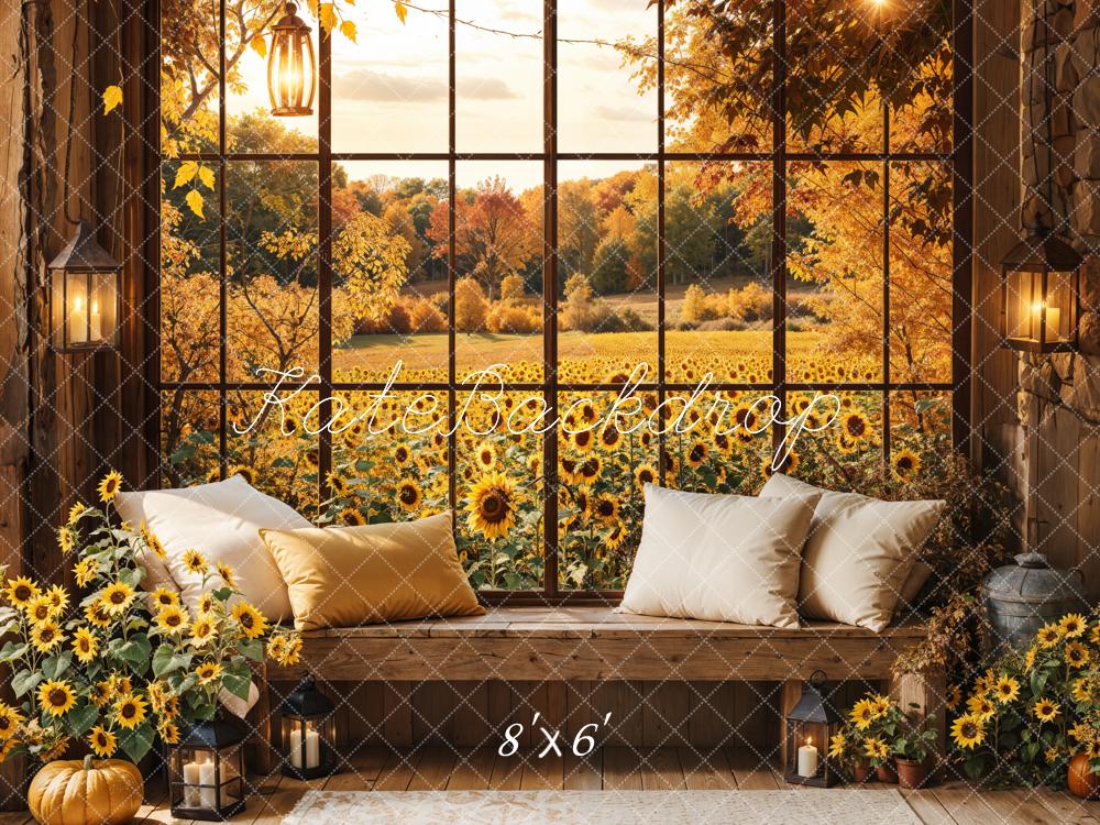 Kate Fall Sunflower Window Pillow Backdrop Designed by Emetselch