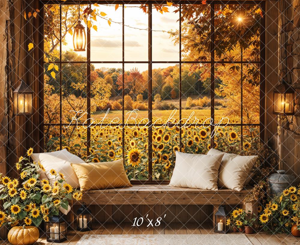 Kate Fall Sunflower Window Pillow Backdrop Designed by Emetselch