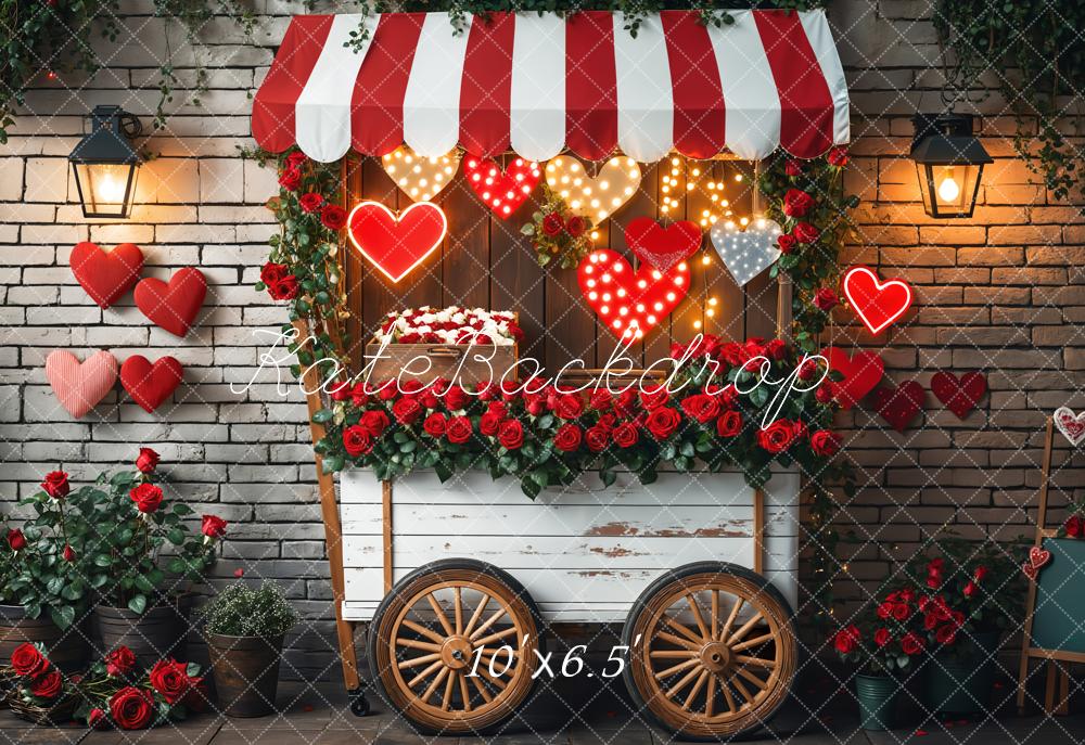 Kate Valentine's Day Romantic Heart Roses Cart Backdrop Designed by Emetselch