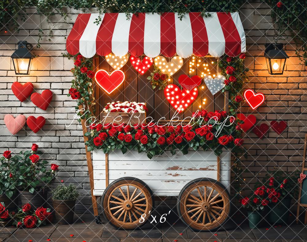 Kate Valentine's Day Romantic Heart Roses Cart Backdrop Designed by Emetselch