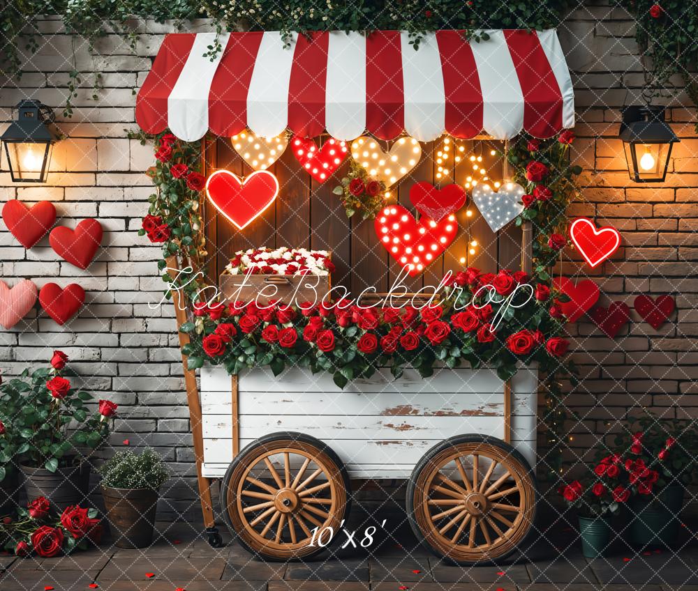 Kate Valentine's Day Romantic Heart Roses Cart Backdrop Designed by Emetselch