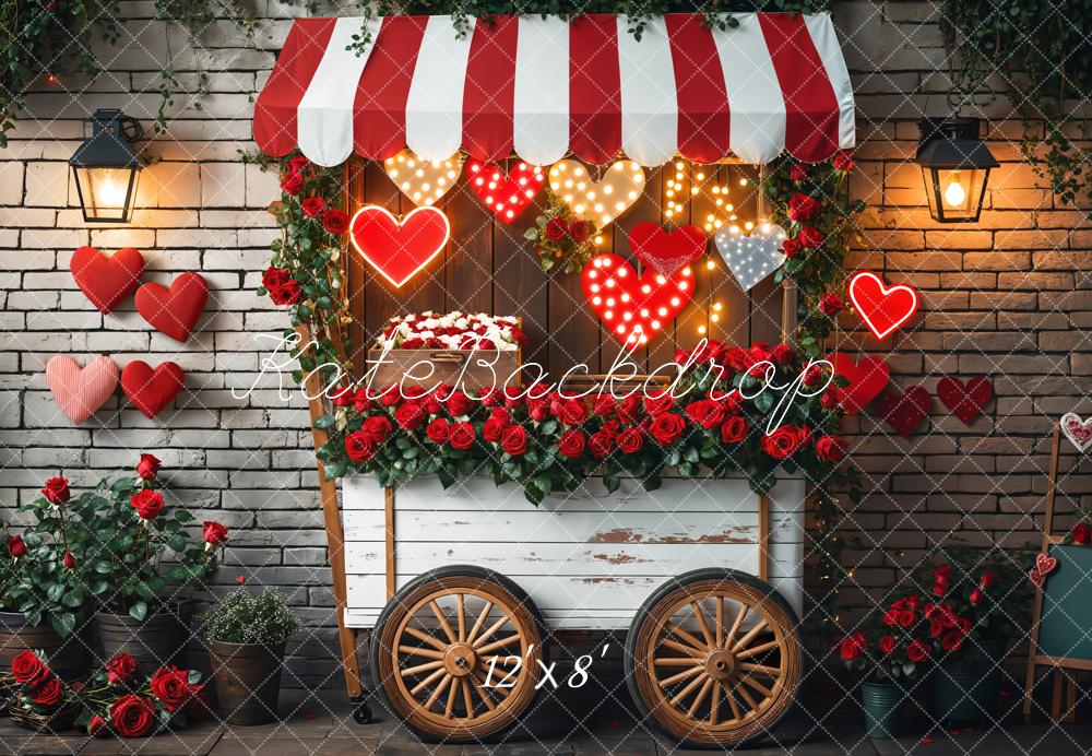 Kate Valentine's Day Romantic Heart Roses Cart Backdrop Designed by Emetselch