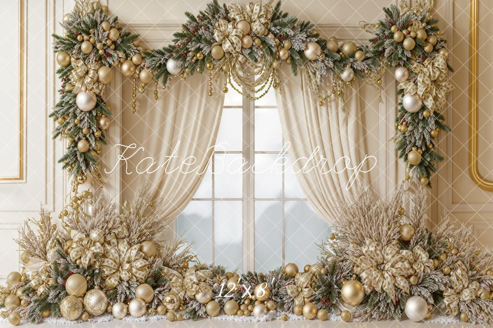 Kerst Elegant Gouden Kruideniers Foto Achtergrond Designed by Emetselch