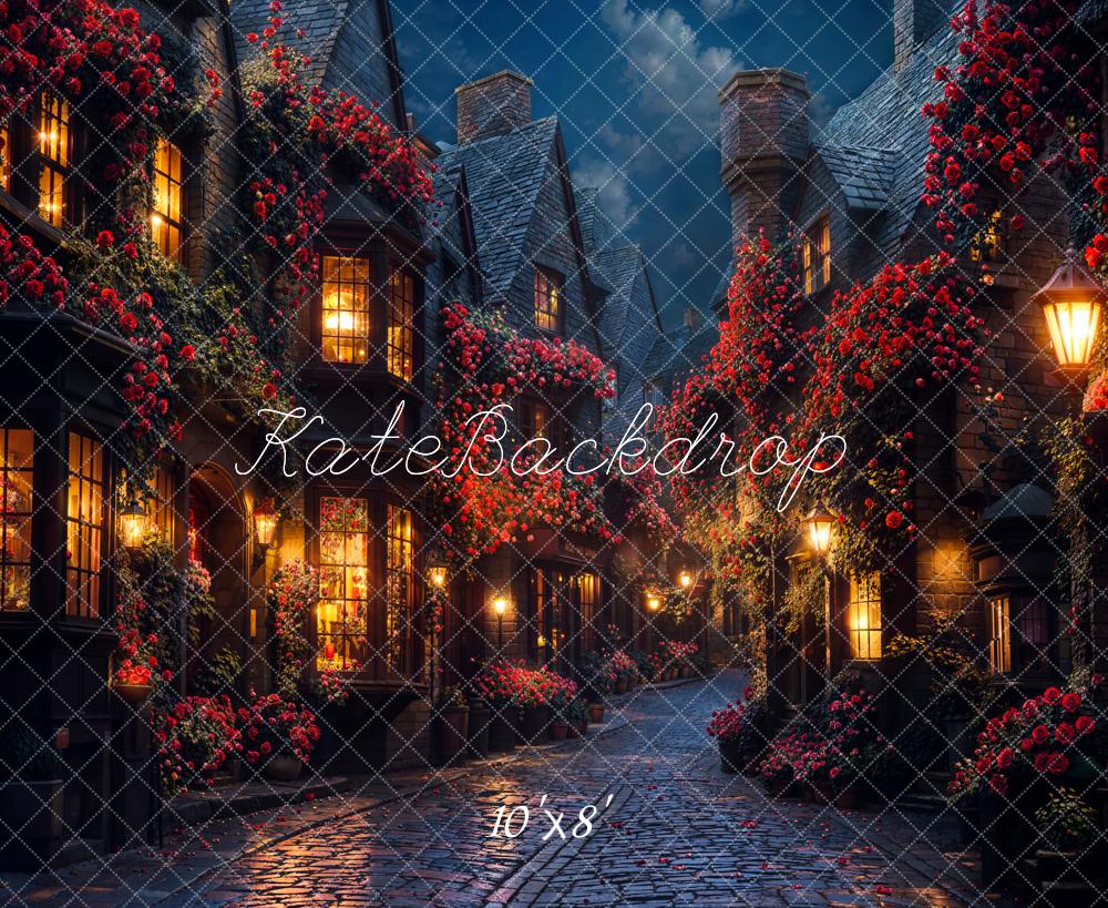 Lightning Deal #1 Kate Romantic Floral Village Night Backdrop Designed by Emetselch