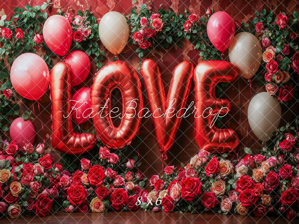 Lightning Deal #1 Kate Valentine's Day Love Balloon Roses Backdrop Designed by Emetselch