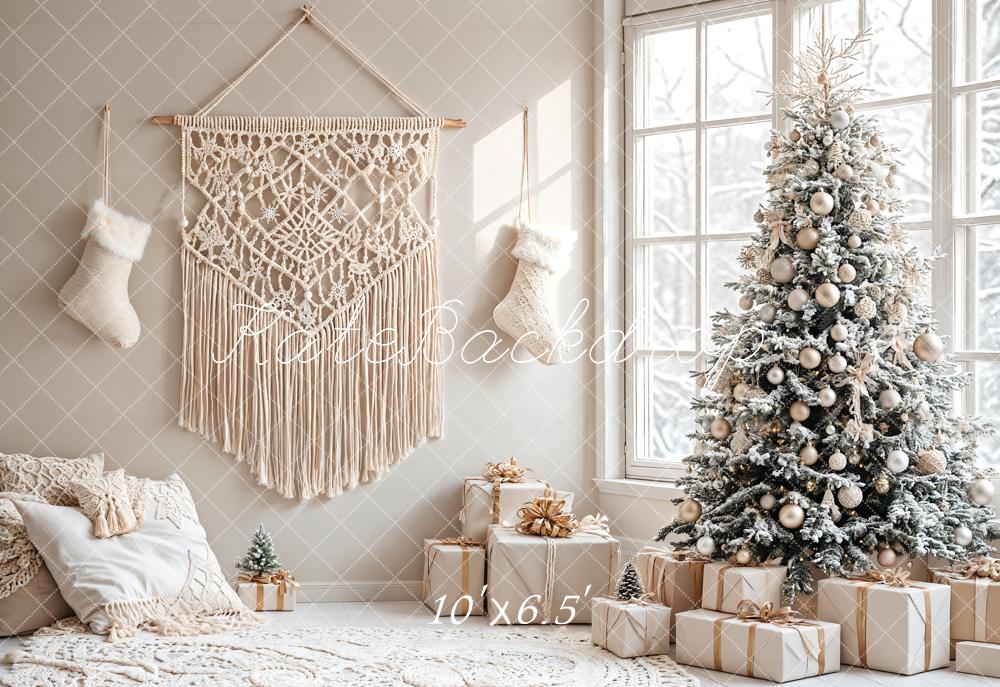 Christmas Tree Boho Woonkamer Foto Achtergrond Designed by Emetselch