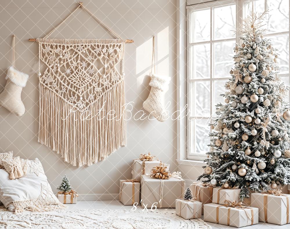 Christmas Tree Boho Woonkamer Foto Achtergrond Designed by Emetselch