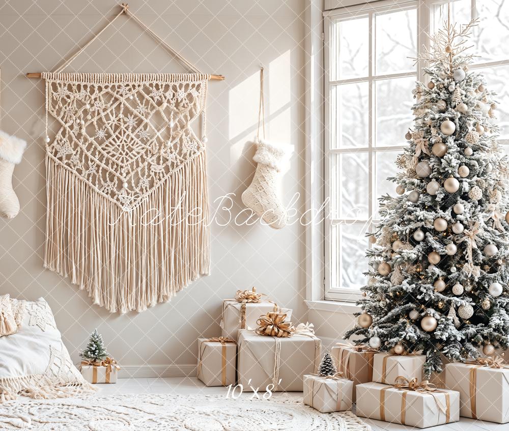 Christmas Tree Boho Woonkamer Foto Achtergrond Designed by Emetselch